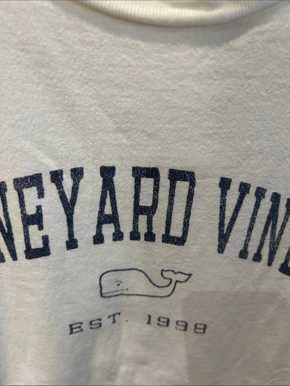 Vineyard Vines Off White Long Sleeve Tee with Navy Logo - Picture 3 of 4